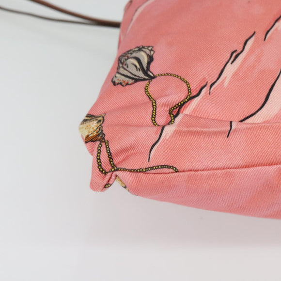 LOEWE Drawstring Pouch Canvas Pink Auth 138135