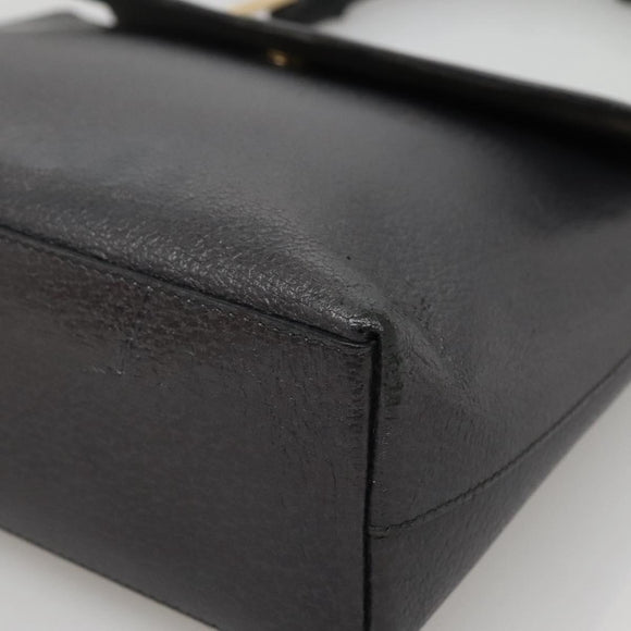 GUCCI Bamboo Hand Bag Leather Gold Charcoal gray 001 3444 1887 Auth 138139