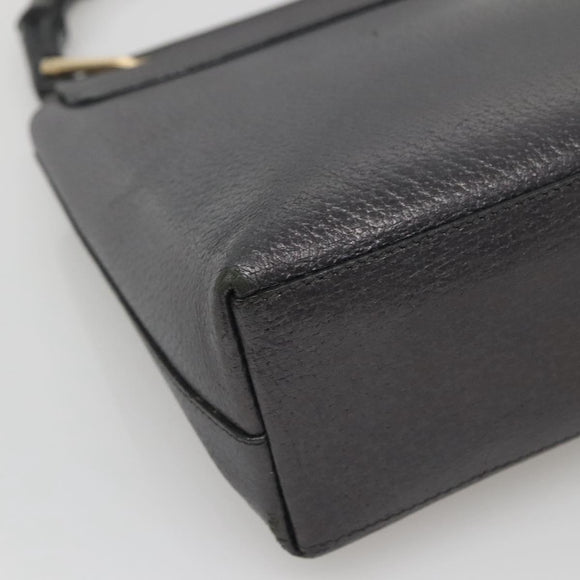 GUCCI Bamboo Hand Bag Leather Gold Charcoal gray 001 3444 1887 Auth 138139