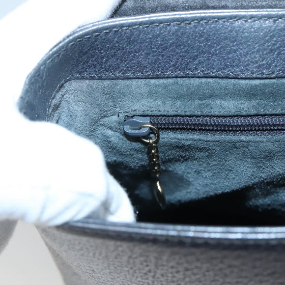 GUCCI Bamboo Hand Bag Leather Gold Charcoal gray 001 3444 1887 Auth 138139