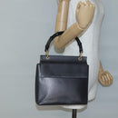 GUCCI Bamboo Hand Bag Leather Gold Charcoal gray 001 3444 1887 Auth 138139-21