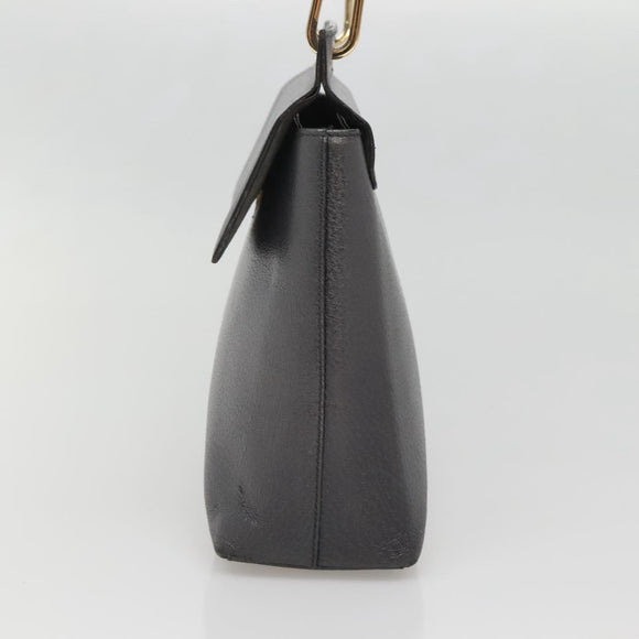 GUCCI Bamboo Hand Bag Leather Gold Charcoal gray 001 3444 1887 Auth 138139