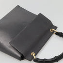 GUCCI Bamboo Hand Bag Leather Gold Charcoal gray 001 3444 1887 Auth 138139-6
