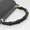 GUCCI Bamboo Hand Bag Leather Gold Charcoal gray 001 3444 1887 Auth 138139-7