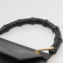 GUCCI Bamboo Hand Bag Leather Gold Charcoal gray 001 3444 1887 Auth 138139-8
