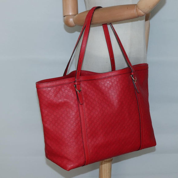 GUCCI Micro GG Canvas Micro Guccissima Bag Leather Red Gold 309613 Auth 138140