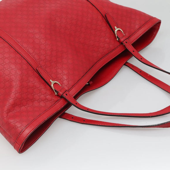 GUCCI Micro GG Canvas Micro Guccissima Bag Leather Red Gold 309613 Auth 138140