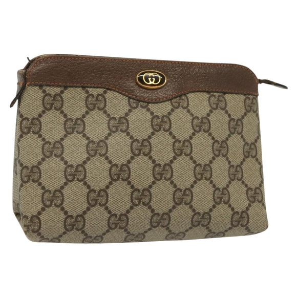 GUCCI GG Supreme Pouch PVC Beige 89 01 020 Auth 138143