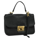 Miu Miu Hand Bag Leather 2way Black Gold Auth 138148-1