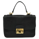 Miu Miu Hand Bag Leather 2way Black Gold Auth 138148-13