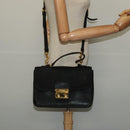 Miu Miu Hand Bag Leather 2way Black Gold Auth 138148-29