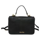 Miu Miu Hand Bag Leather 2way Black Gold Auth 138148-2
