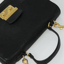 Miu Miu Hand Bag Leather 2way Black Gold Auth 138148-6