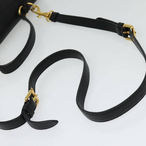 Miu Miu Hand Bag Leather 2way Black Gold Auth 138148