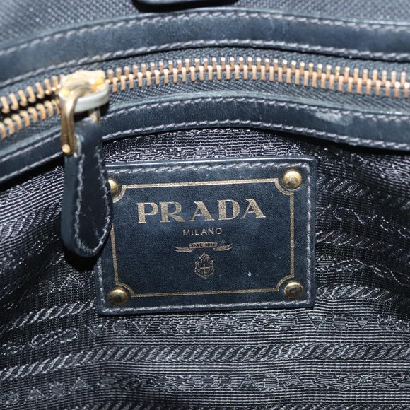 PRADA Tote Bag Canvas Black Gold Auth 138150