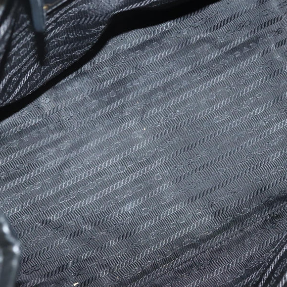 PRADA Tote Bag Canvas Black Gold Auth 138150