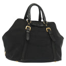 PRADA Tote Bag Canvas Black Gold Auth 138150-1