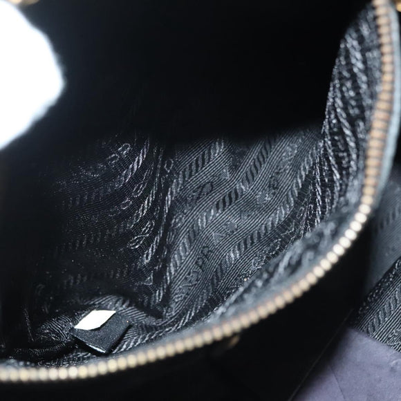 PRADA Tote Bag Canvas Black Gold Auth 138150