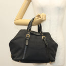 PRADA Tote Bag Canvas Black Gold Auth 138150-22