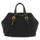 PRADA Tote Bag Canvas Black Gold Auth 138150-2