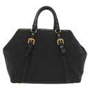 PRADA Tote Bag Canvas Black Gold Auth 138150-3