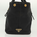 PRADA Tote Bag Canvas Black Gold Auth 138150-5