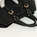 PRADA Tote Bag Canvas Black Gold Auth 138150-6