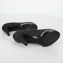 CHANEL Pumps High Heels Leather 36C Black CC Auth 138153V-10