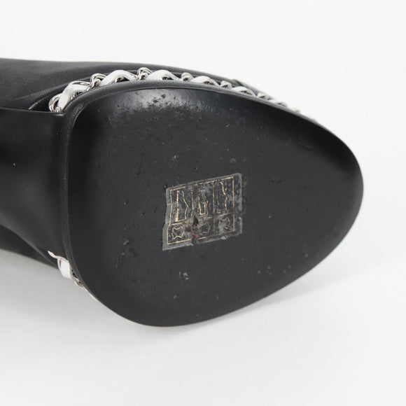 CHANEL Pumps High Heels Leather 36C Black CC Auth 138153V