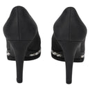 CHANEL Pumps High Heels Leather 36C Black CC Auth 138153V-3