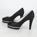 CHANEL Pumps High Heels Leather 36C Black CC Auth 138153V-4