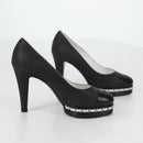 CHANEL Pumps High Heels Leather 36C Black CC Auth 138153V-5