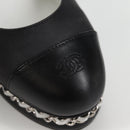 CHANEL Pumps High Heels Leather 36C Black CC Auth 138153V-6