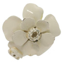 CHANEL Camelia Ring metal White CC Auth 138157-2