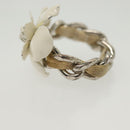 CHANEL Camelia Ring metal White CC Auth 138157-5
