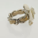 CHANEL Camelia Ring metal White CC Auth 138157-6