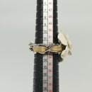 CHANEL Camelia Ring metal White CC Auth 138157-8