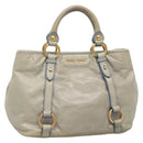 Miu Miu Hand Bag Leather Light Blue Gold Auth 138164-1