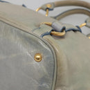 Miu Miu Hand Bag Leather Light Blue Gold Auth 138164-14