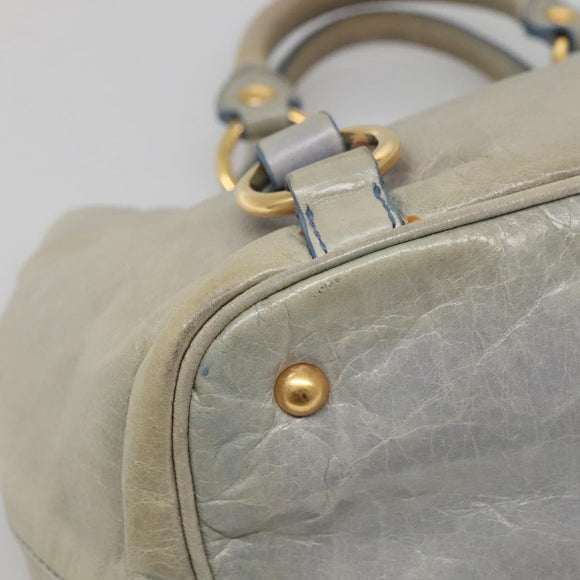 Miu Miu Hand Bag Leather Light Blue Gold Auth 138164
