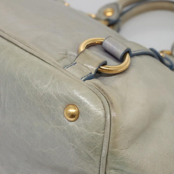 Miu Miu Hand Bag Leather Light Blue Gold Auth 138164