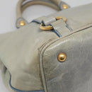Miu Miu Hand Bag Leather Light Blue Gold Auth 138164-9