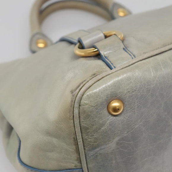Miu Miu Hand Bag Leather Light Blue Gold Auth 138164