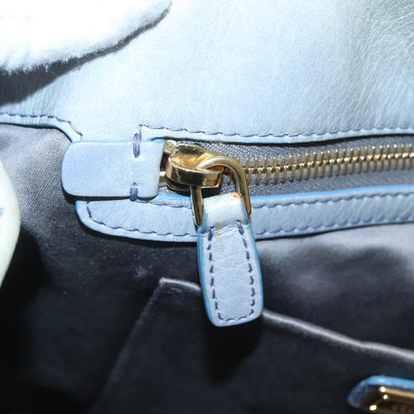 Miu Miu Hand Bag Leather Light Blue Gold Auth 138164