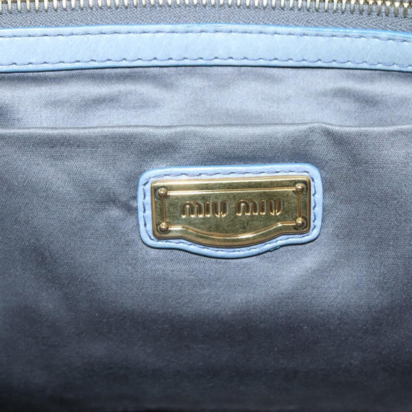 Miu Miu Hand Bag Leather Light Blue Gold Auth 138164