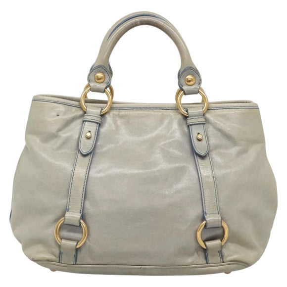 Miu Miu Hand Bag Leather Light Blue Gold Auth 138164
