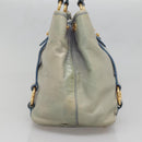 Miu Miu Hand Bag Leather Light Blue Gold Auth 138164-4