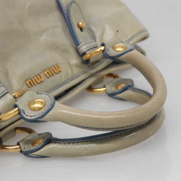Miu Miu Hand Bag Leather Light Blue Gold Auth 138164