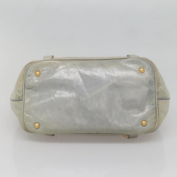Miu Miu Hand Bag Leather Light Blue Gold Auth 138164