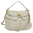 Miu Miu Chain Shoulder Bag Leather 2way White Gold Auth 138166-1